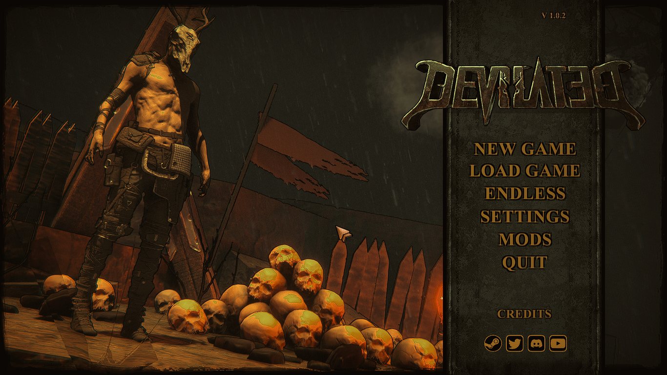 Devilated v1.0.2. The MODS entry confirms the base game is mod-aware.